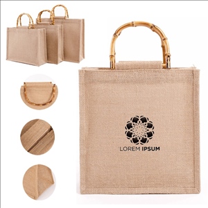 Jute Tote Bag With Bamboo Handle